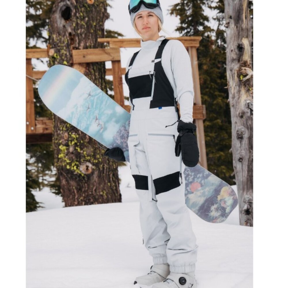Burton Light Gray and Black Snow Bib Pants